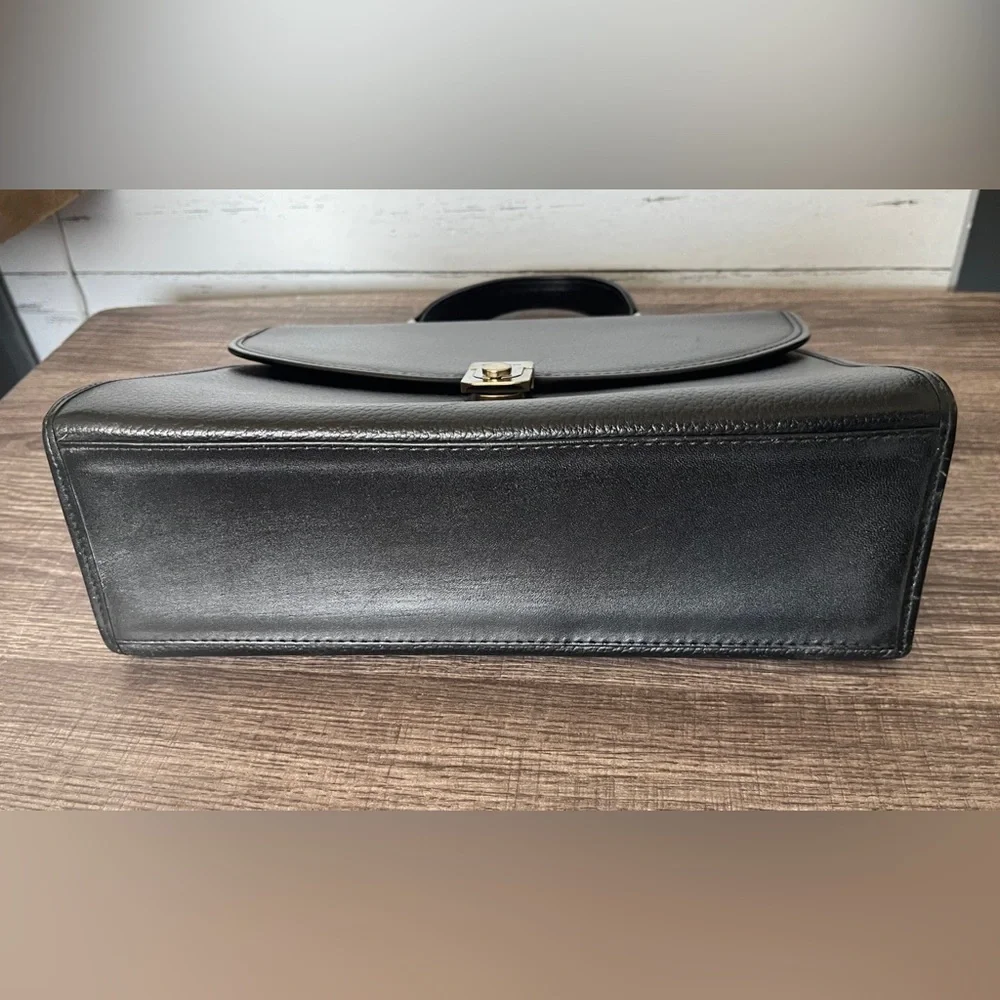 Burberry Vintage Classic Black Leather Top-Handle Satchel Bag - Picture 8 of 15